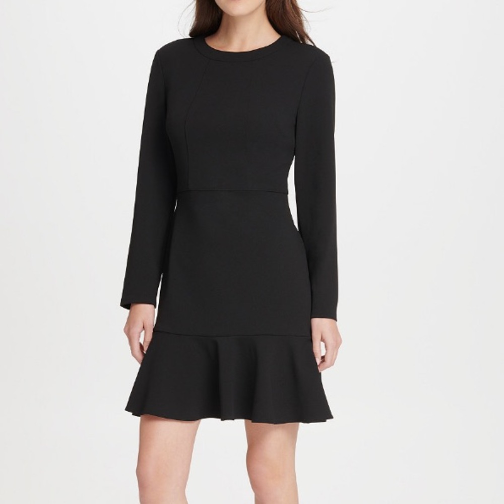 DKNY black flounced hem dress NWT - Picture 2 of 7